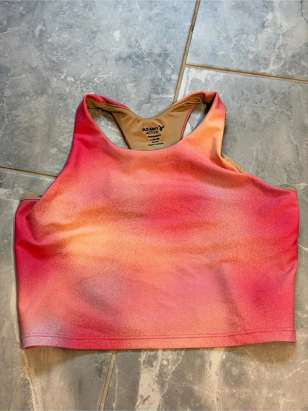 Old Navy Active Powersoft Athletic Crop Top Pink & Orange Size Large